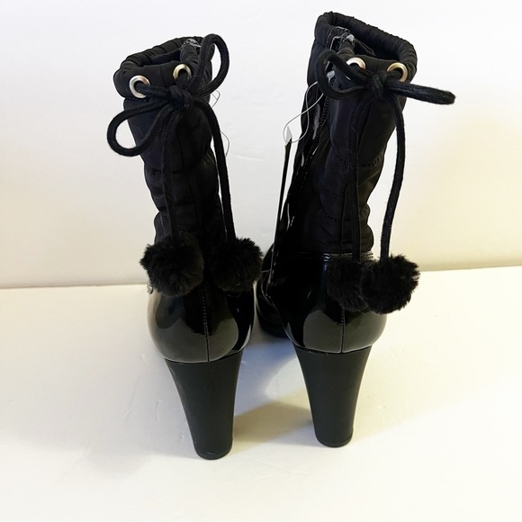 Anne Klein AK Sport Women Winter Boots Sz 9.5 Black Xhale Nylon Heeled Faux Fur - Picture 8 of 10
